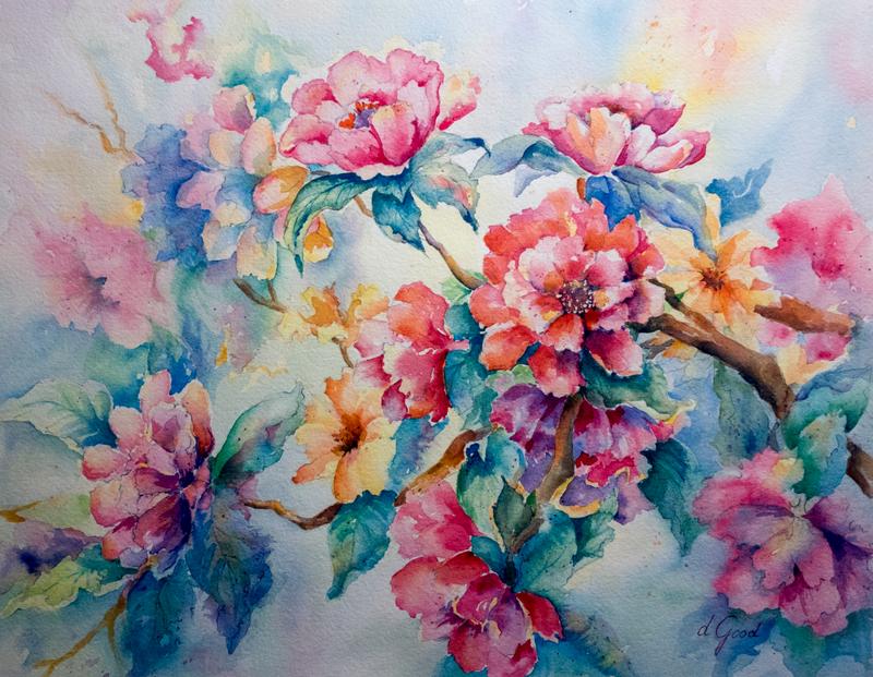 Flowering Dogwood Pink Blossoms on Woody Bark