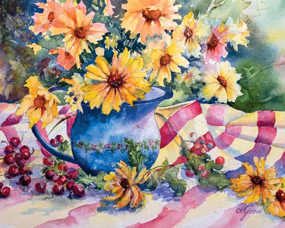 Red Bing Cherries on Linen Tablecloth